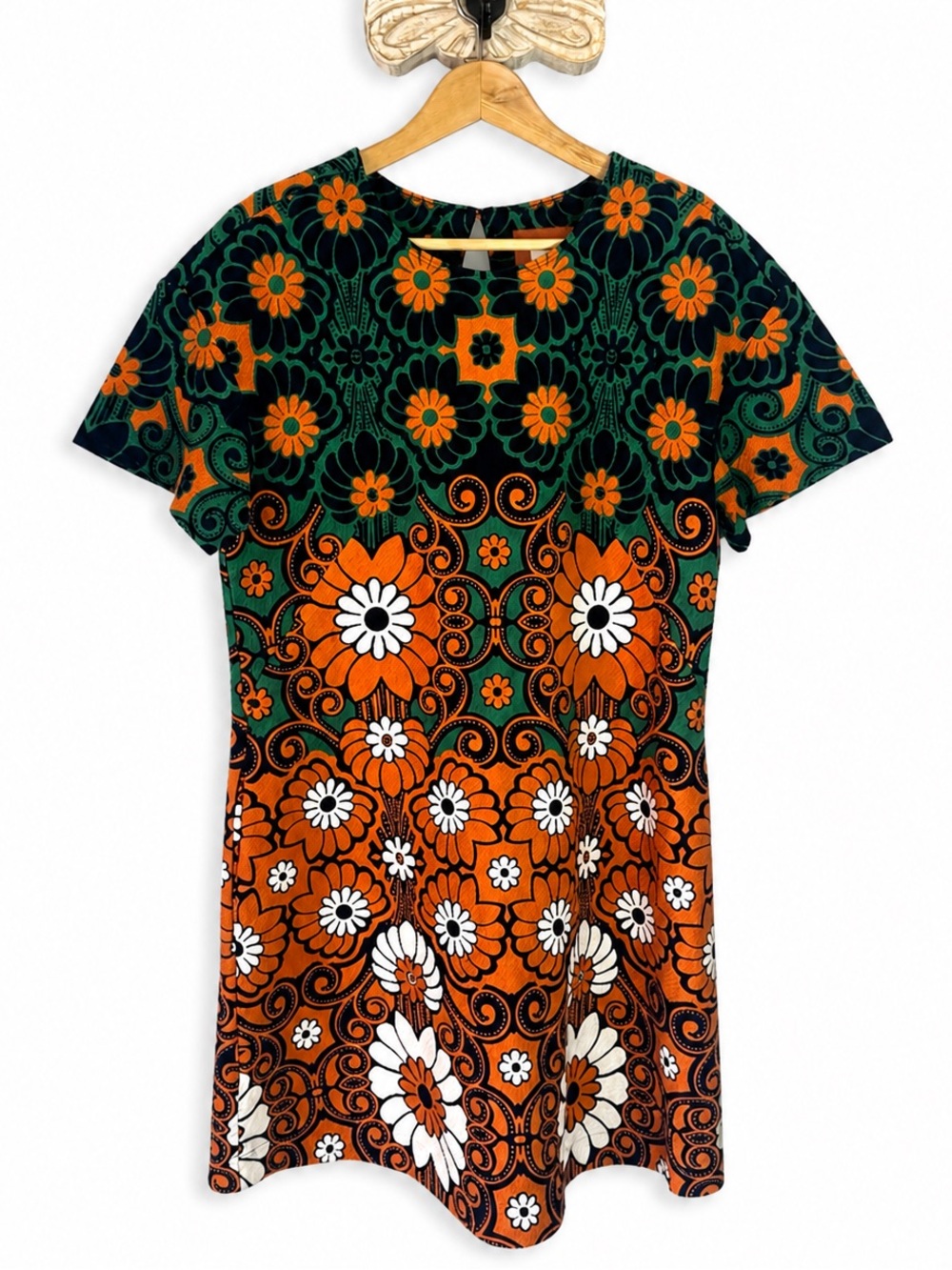 Anthropologie Maeve Floral Mod Mini Dress Medium Retro Boho 60s 70s EUC - Picture 3 of 13